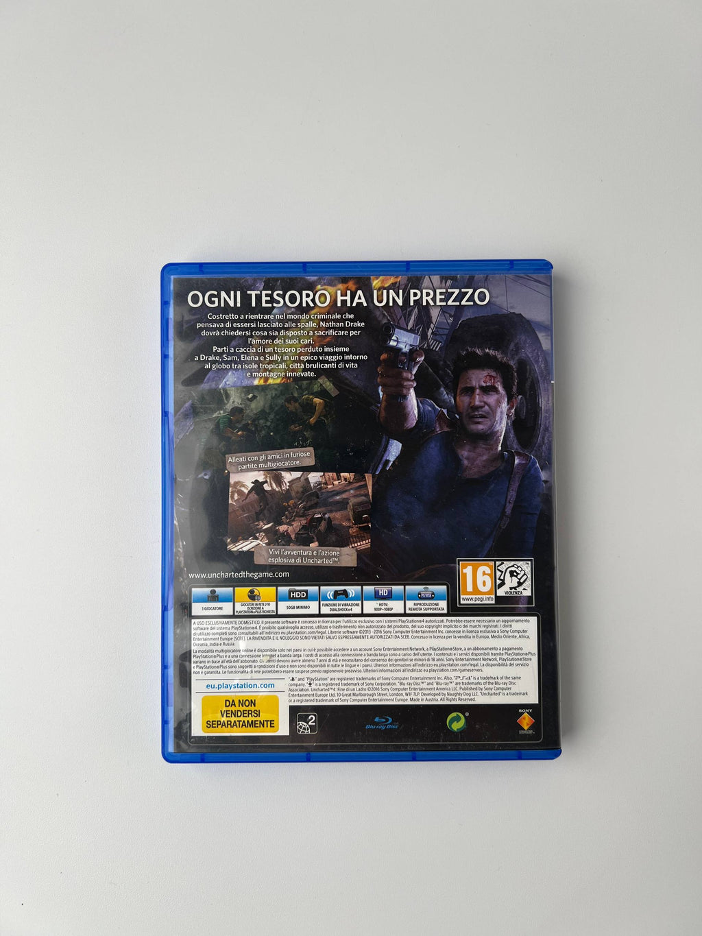 Uncharted 4 Fine Di Un Ladro per PlayStation 4 usato copertina retro