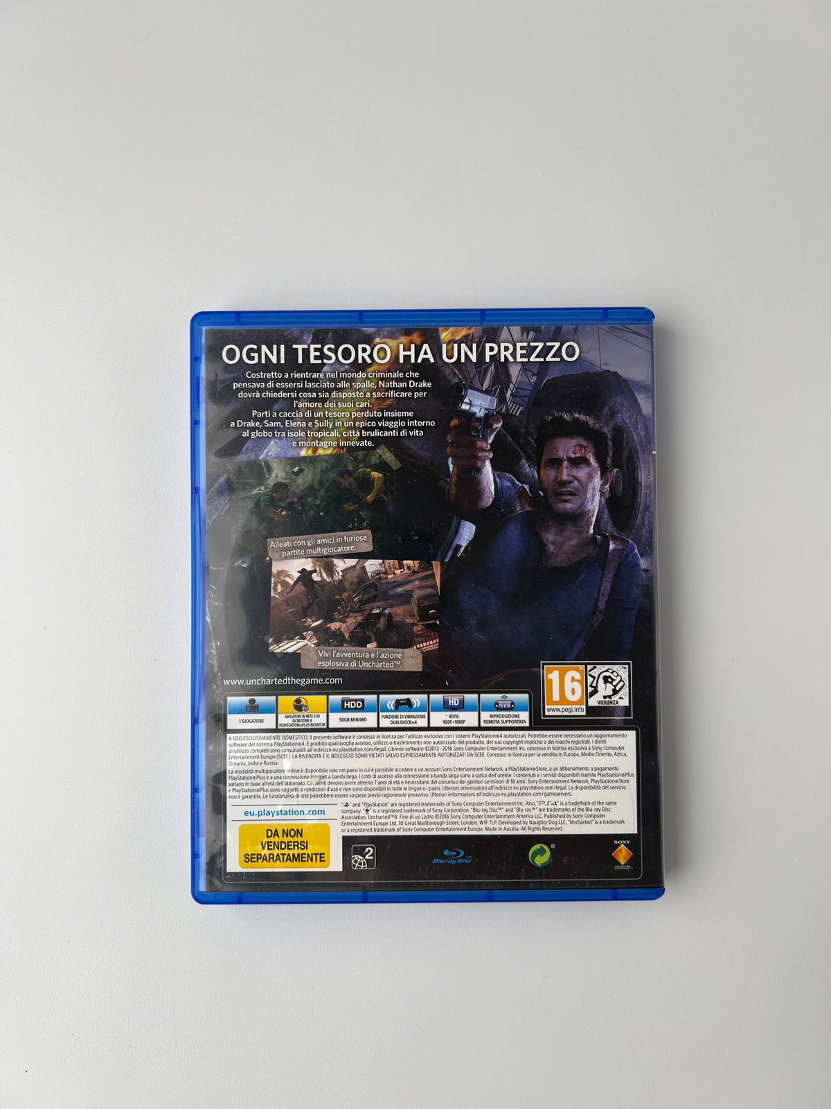 Uncharted 4 Fine Di Un Ladro per PlayStation 4 usato copertina retro